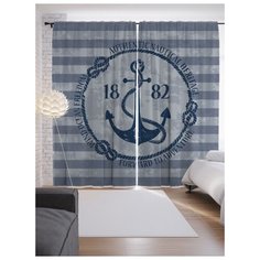 Портьеры JoyArty Морская эмблема с анкером на ленте 265 см (p-4623)