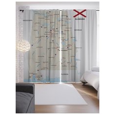Портьеры JoyArty Карта Штат Алабама на ленте 265 см (p-7159)