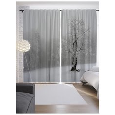 Портьеры JoyArty Заснеженный лес на ленте 265 см (p-17240)