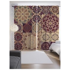 Портьеры JoyArty Плитка с цветочными узорами на ленте 265 см (p-17027)