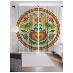 Портьеры JoyArty Тарелка с птицами на ленте 265 см (p-5919)