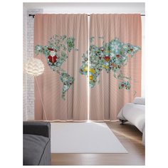 Портьеры JoyArty Праздничная карта на ленте 265 см (p-5822)