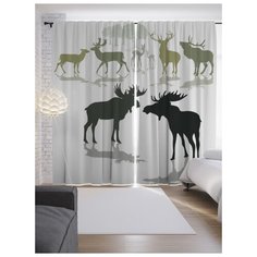 Портьеры JoyArty Семейство лосей на ленте 265 см (p-17533)