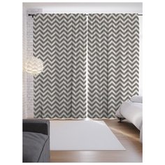Портьеры JoyArty Ахроматический зигзаги на ленте 265 см (p-23602)