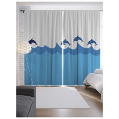 Портьеры JoyArty Прыжок дельфина на ленте 265 см (p-20428)