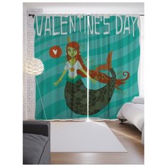 Портьеры JoyArty Валентинка с русалкой на ленте 265 см (p-7498)