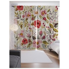 Портьеры JoyArty Цветочная солянка на ленте 265 см (p-30479)