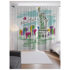 Портьеры JoyArty Красочный Нью-Йорк на ленте 265 см (p-26422)