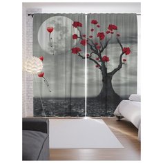 Портьеры JoyArty Сердца, летящие на луну на ленте 265 см (p-6589)