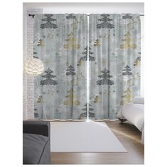 Портьеры JoyArty Праздничные ели на ленте 265 см (p-20281)