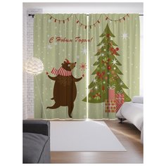 Портьеры JoyArty Медведь готовится на ленте 265 см (p-78079)