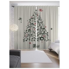 Портьеры JoyArty Елка с подарками на ленте 265 см (p-19390)