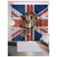 Портьеры JoyArty Кот-вредитель на ленте 265 см (p-2738)