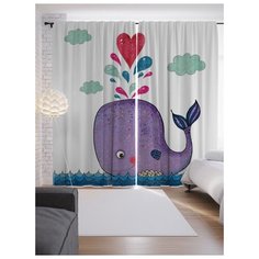 Портьеры JoyArty Влюбленный кит на ленте 265 см (p-21929)