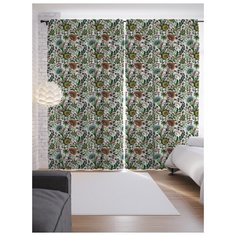 Портьеры JoyArty Цветы и листья на ленте 265 см (p-57766)