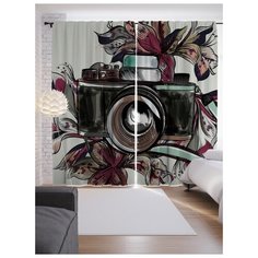 Портьеры JoyArty Фотоаппарат в цветах на ленте 265 см (p-73443)