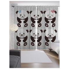 Портьеры JoyArty Маленькие панды на ленте 265 см (p-17655)