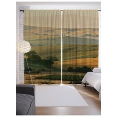 Портьеры JoyArty Холмовые фермы на ленте 265 см (p-6658)