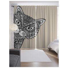 Портьеры JoyArty Завистливый кот на ленте 265 см (p-8290)