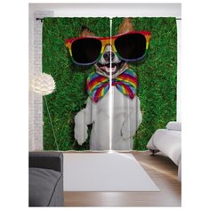 Портьеры JoyArty Собачка в радужной бабочке на ленте 265 см (p-78557)