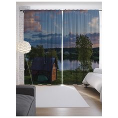 Портьеры JoyArty Река и дом на ленте 265 см (p-20205)