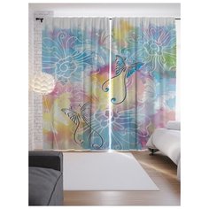 Портьеры JoyArty Ноктюрн с бабочками на ленте 265 см (p-21771)