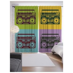 Портьеры JoyArty Стильный магнитофон на ленте 265 см (p-9775)