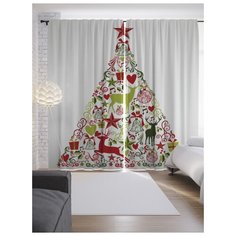 Портьеры JoyArty Елка с оленями на ленте 265 см (p-20053)