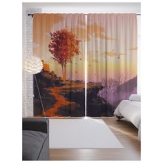 Портьеры JoyArty Дерево на вершине горы на ленте 265 см (p-23008)