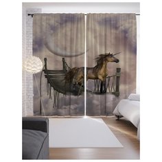 Портьеры JoyArty Единорог в облаках на ленте 265 см (p-4962)