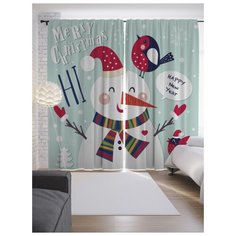 Портьеры JoyArty Приветливый снеговик на ленте 265 см (p-20308)