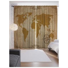 Портьеры JoyArty Карта без меток на ленте 265 см (p-7102)