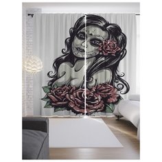 Портьеры JoyArty Девушка в розах на ленте 265 см (p-19087)