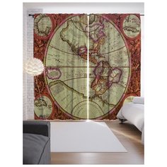 Портьеры JoyArty Старая карта Запада на ленте 265 см (p-6537)