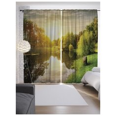 Портьеры JoyArty Свежее утро у реки на ленте 265 см (p-16180)