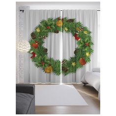 Портьеры JoyArty Новогодний венок на ленте 265 см (p-19395)