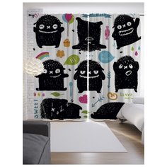Портьеры JoyArty Темные монстрики на ленте 265 см (p-18520)