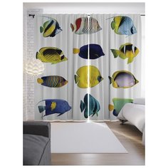 Портьеры JoyArty Рыбы в красках на ленте 265 см (p-20569)