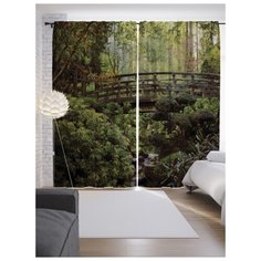 Портьеры JoyArty Мост в зарослях на ленте 265 см (p-17892)