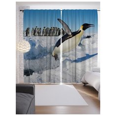 Портьеры JoyArty Веселье у пингвинов на ленте 265 см (p-4134)