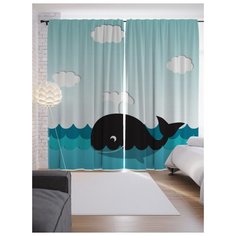 Портьеры JoyArty Веселье кита на ленте 265 см (p-23170)