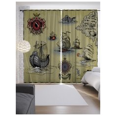 Портьеры JoyArty Корабельный вояж на ленте 265 см (p-16639)
