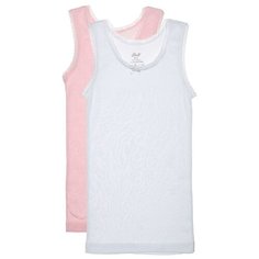 Майка BUONUMARE 2 шт., размер 140-152, белый/розовый