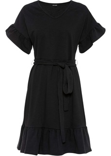 Платье трикотажное с воланами Bonprix