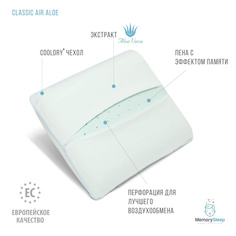 Ортопедическая подушка с эффектом памяти MemorySleep Classic Air Aloe