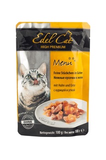 Влажный корм для кошек Edel Cat Menu, курица, утка, 20шт по 100г