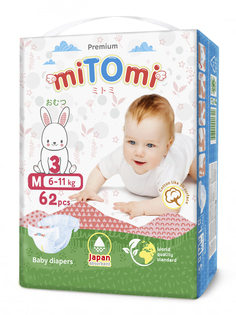 Подгузники на липучках miTOmi, M (6-11 кг), 62 шт.