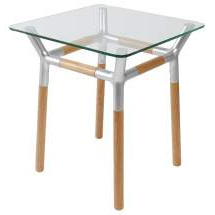 Журнальный столик Umbra Konnect 320270-392 45,5х45,5х51,9 см, никель/прозрачное стекло