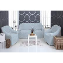 Комплект чехлов на диван и кресла плюшевый Venera "Soft sofa set", цвет: серый, 3 предмета