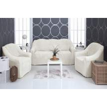 Комплект чехлов на диван и кресла плюшевый Venera "Soft sofa set", цвет: белый, 3 предмета